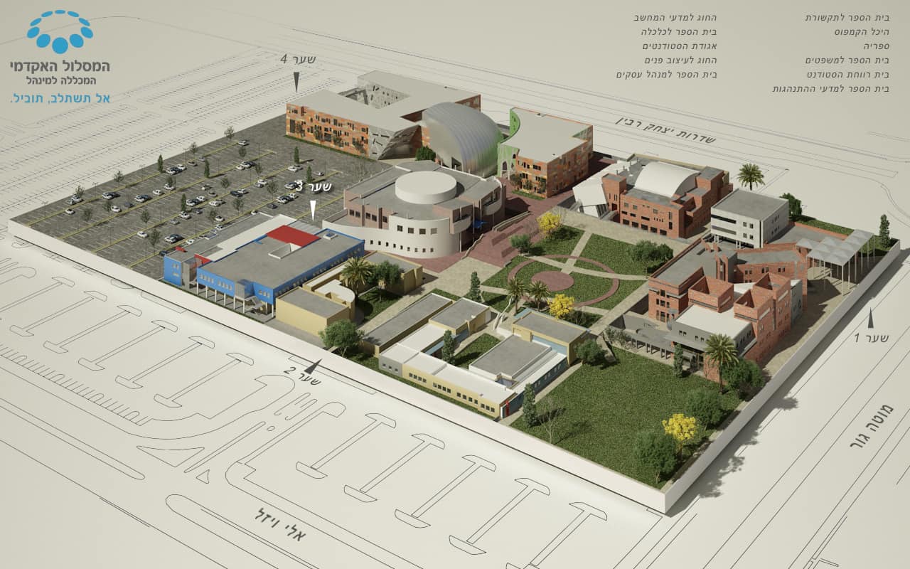 תמונה של הדמייה אדריכלית בתלת מימד של קמפוס המכללה למנהל בראשון לציון